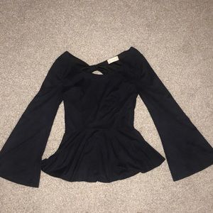 Black velvet peplum top